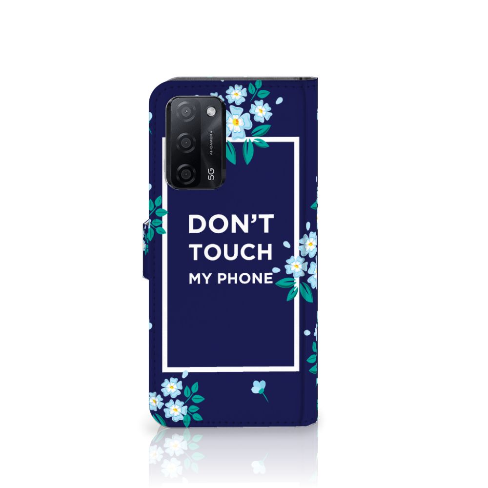 OPPO A16/A16s/A54s Portemonnee Hoesje Flowers Blue DTMP