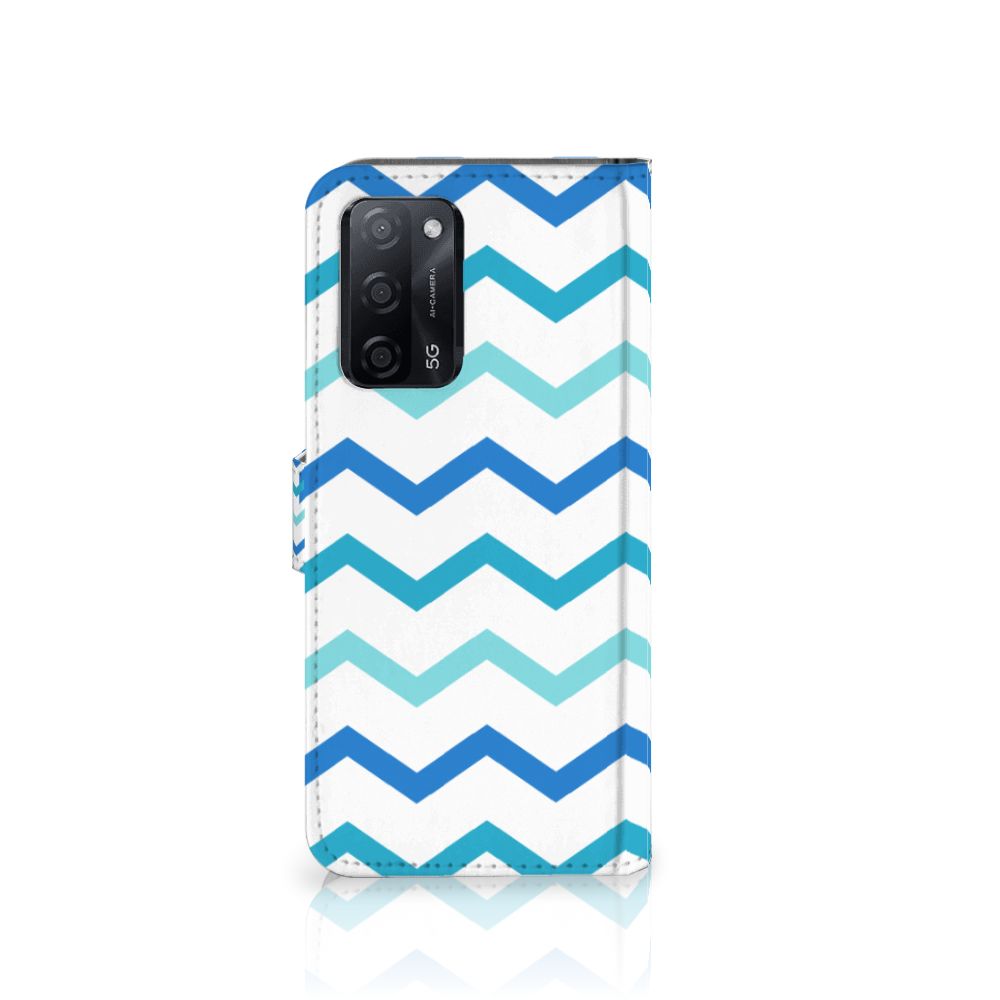 OPPO A16/A16s/A54s Telefoon Hoesje Zigzag Blauw