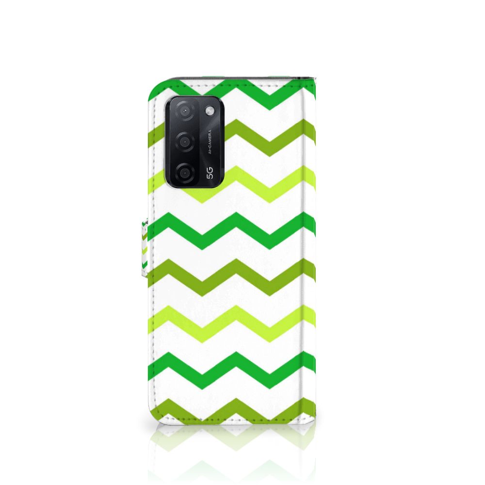 OPPO A16/A16s/A54s Telefoon Hoesje Zigzag Groen