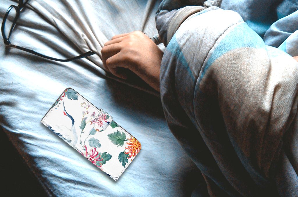 OPPO A16/A16s/A54s Telefoonhoesje met Pasjes Bird Flowers