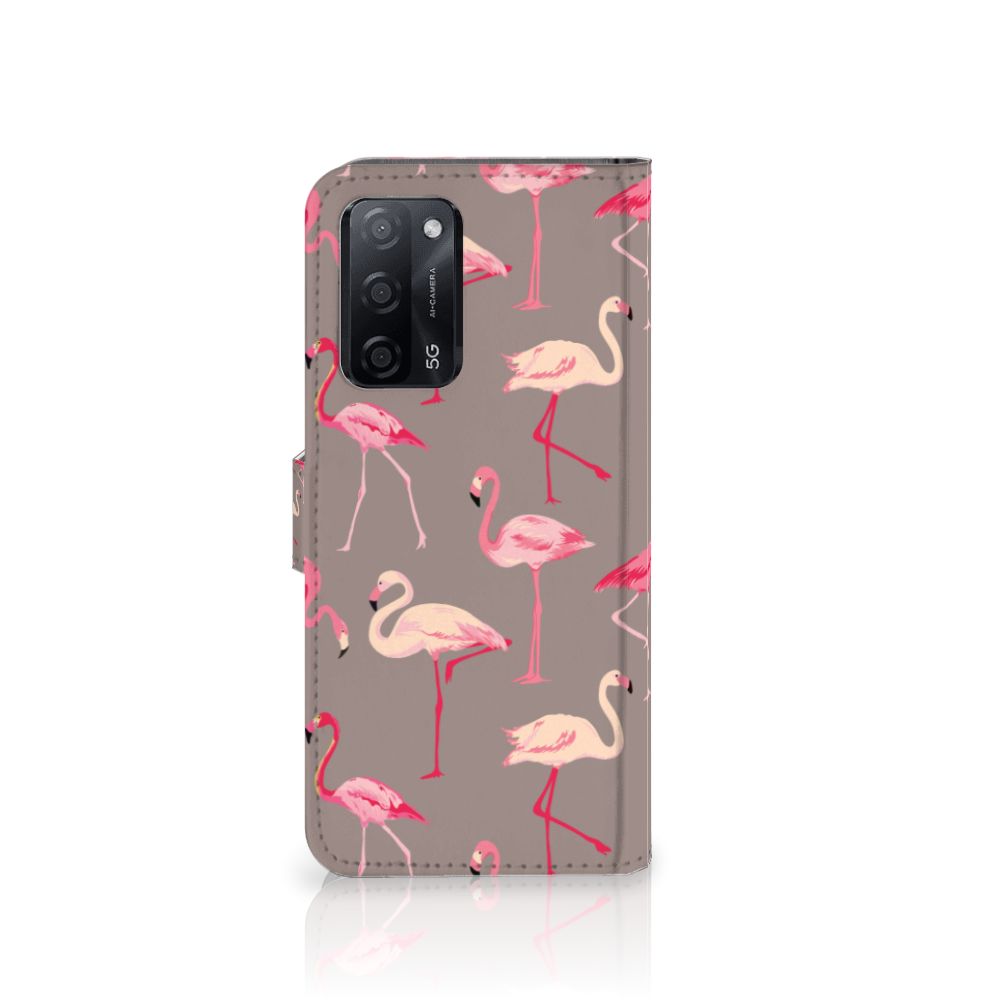 OPPO A16/A16s/A54s Telefoonhoesje met Pasjes Flamingo