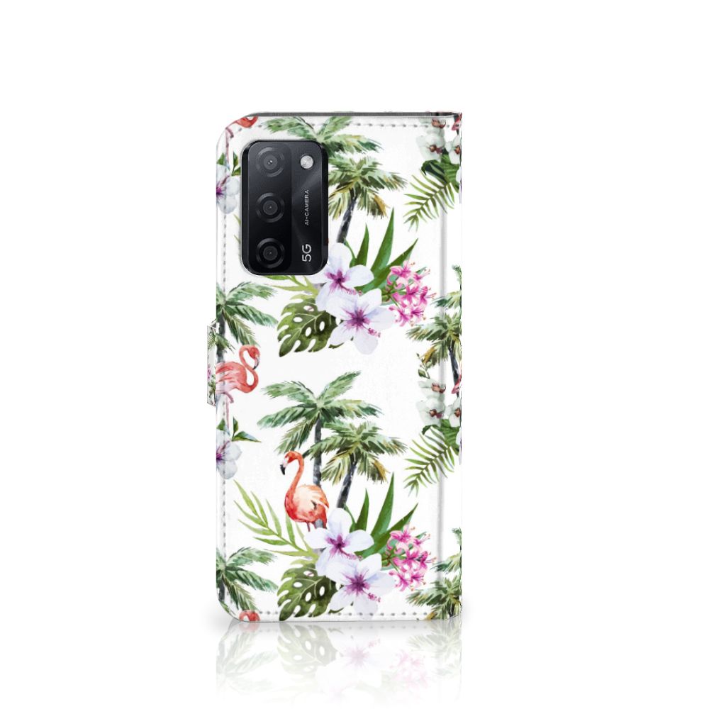 OPPO A16/A16s/A54s Telefoonhoesje met Pasjes Flamingo Palms