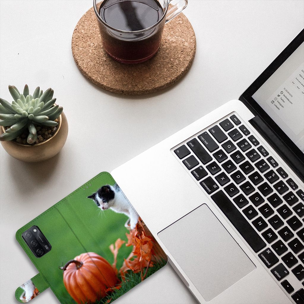 OPPO A16/A16s/A54s Telefoonhoesje met Pasjes Kitten