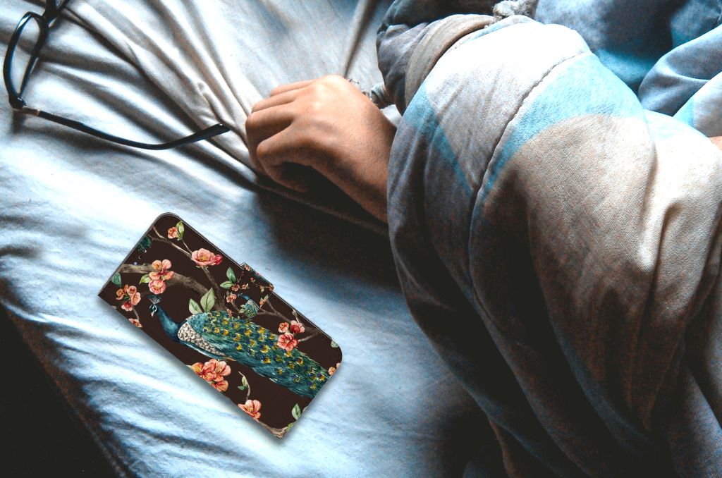 OPPO A16/A16s/A54s Telefoonhoesje met Pasjes Pauw met Bloemen