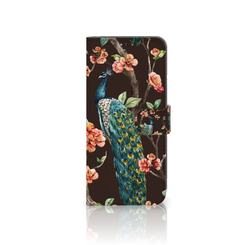 OPPO A16/A16s/A54s Telefoonhoesje met Pasjes Pauw met Bloemen