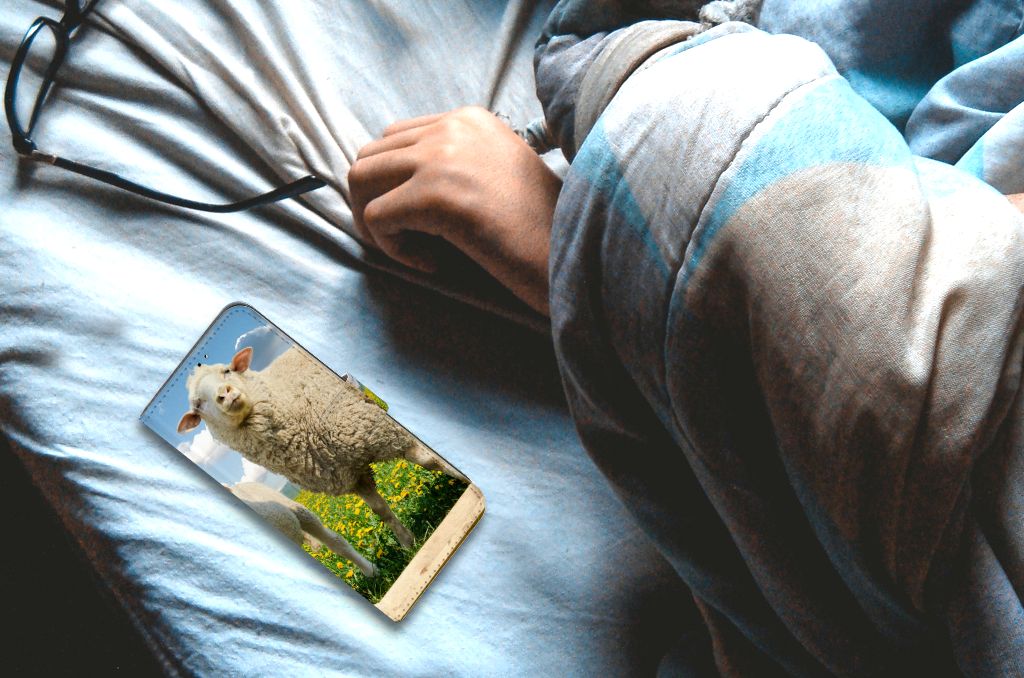 OPPO A16/A16s/A54s Telefoonhoesje met Pasjes Schaap en Lammetje