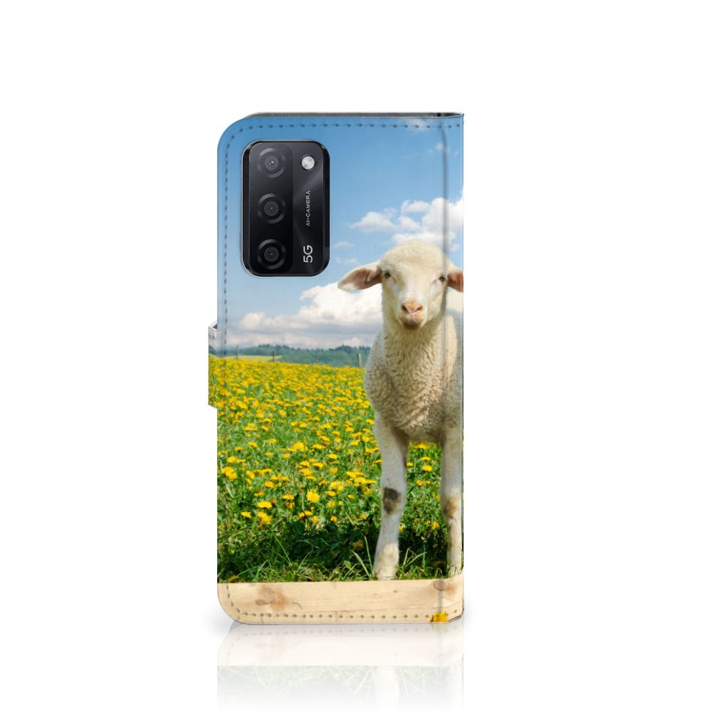 OPPO A16/A16s/A54s Telefoonhoesje met Pasjes Schaap en Lammetje