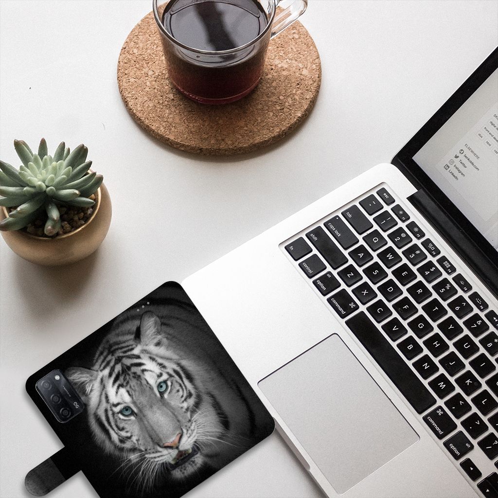 OPPO A16/A16s/A54s Telefoonhoesje met Pasjes Tijger