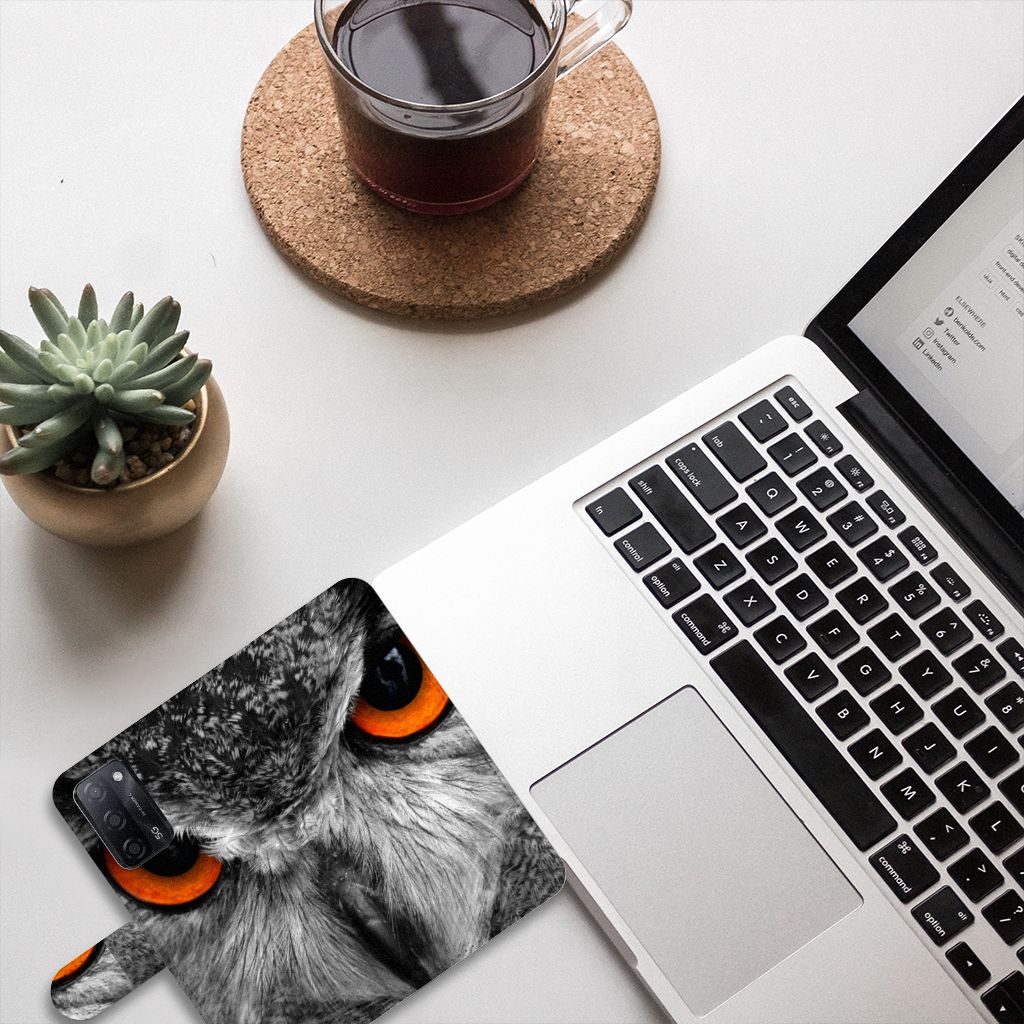 OPPO A16/A16s/A54s Telefoonhoesje met Pasjes Uil