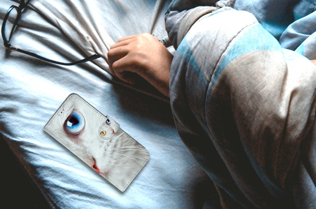 OPPO A16/A16s/A54s Telefoonhoesje met Pasjes Witte Kat