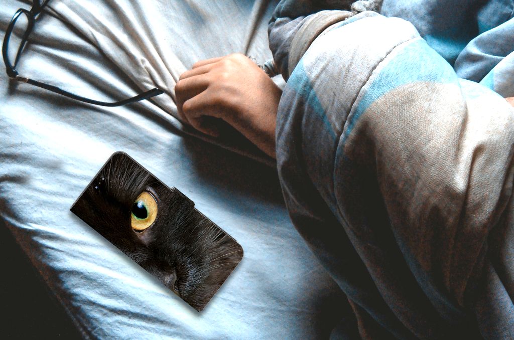 OPPO A16/A16s/A54s Telefoonhoesje met Pasjes Zwarte Kat