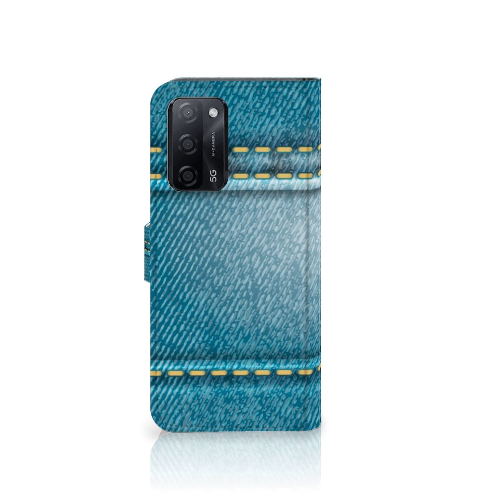 OPPO A16/A16s/A54s Wallet Case met Pasjes Jeans