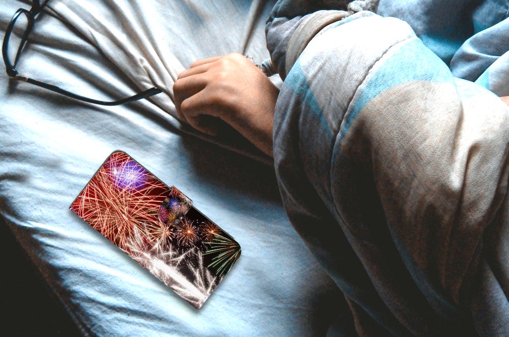 OPPO A16/A16s/A54s Wallet Case met Pasjes Vuurwerk