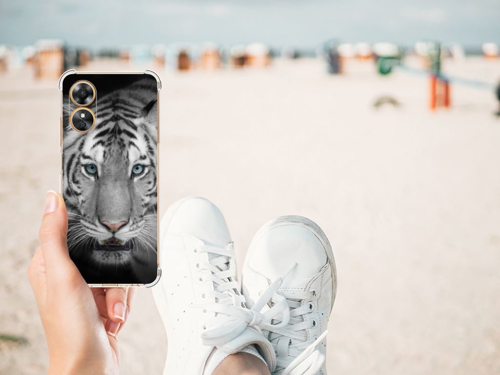OPPO A17 Case Anti-shock Tijger tijger design hand strand