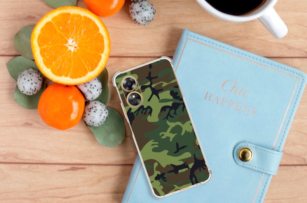 OPPO A17 Doorzichtige Silicone Hoesje Army Dark B2C Telecom