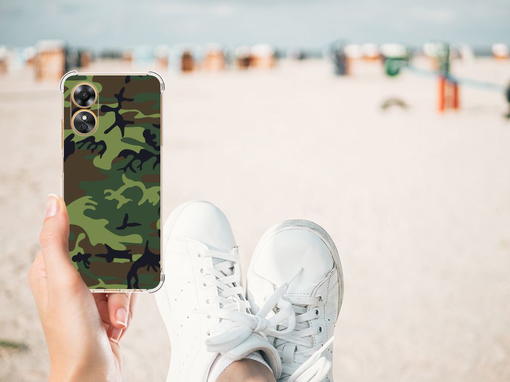 OPPO A17 Doorzichtige Silicone Hoesje Army Dark B2C Telecom