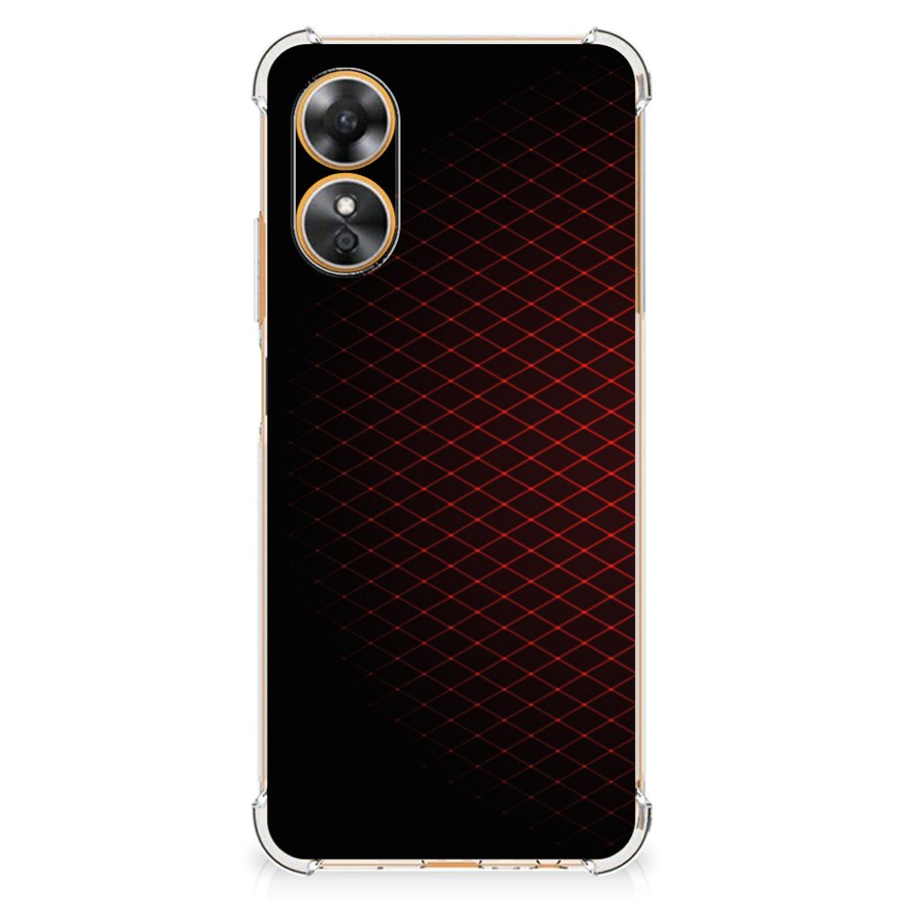 OPPO A17 Doorzichtige Silicone Hoesje Geruit Rood achterzijde geruit zwart rood