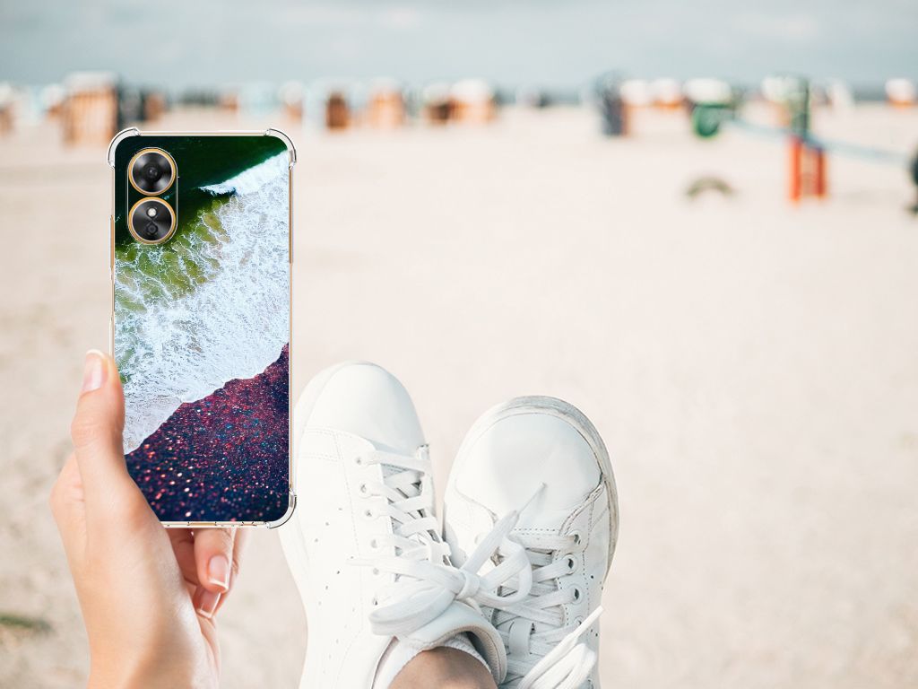 OPPO A17 Shockproof Case Sea in Space design strand aanzicht