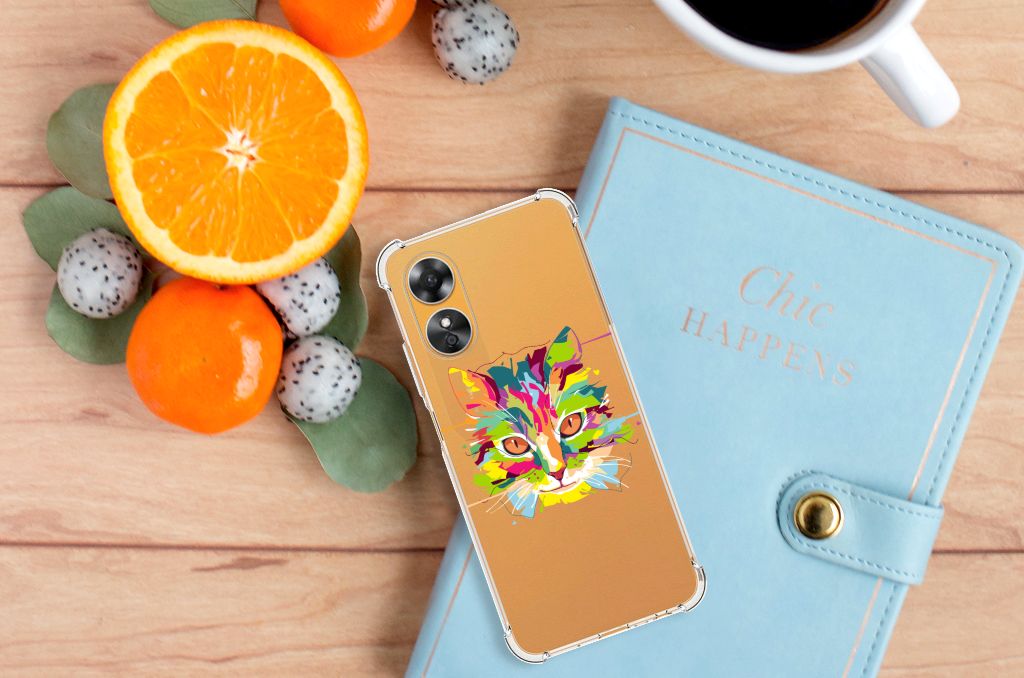 OPPO A17 Stevig Bumper Hoesje Cat Color B2C Telecom