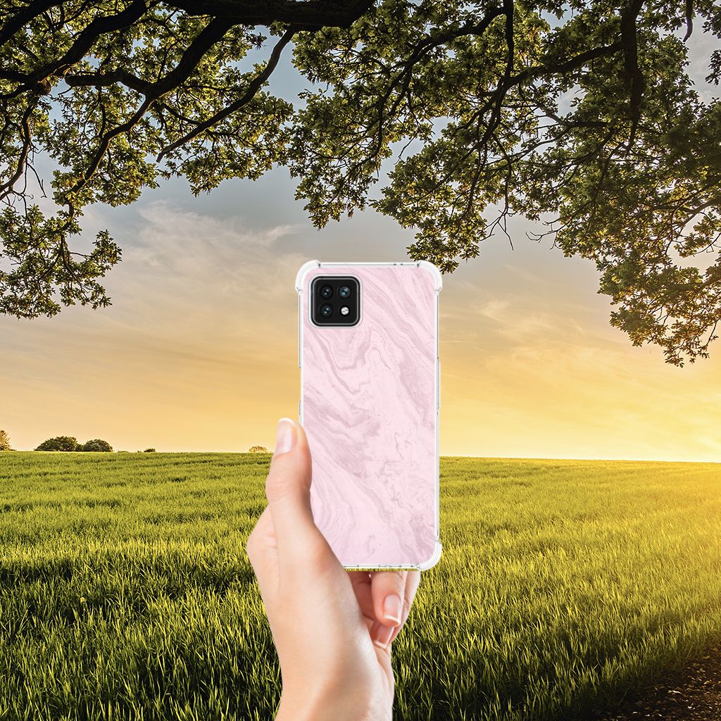 OPPO A53 5G | A73 5G Anti-Shock Hoesje Marble Pink hand natuur zonsondergang