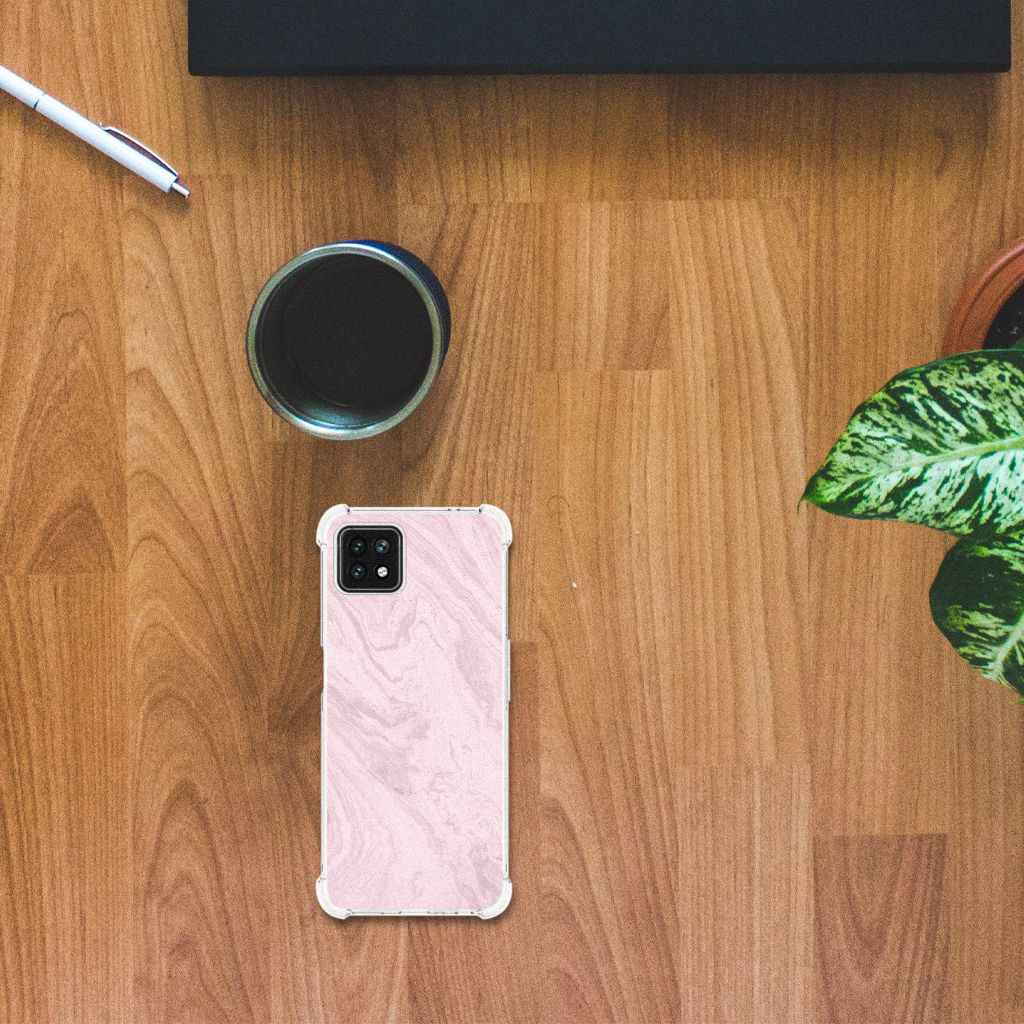 OPPO A53 5G A73 5G Anti-Shock Hoesje Marble Pink bovenaanzicht