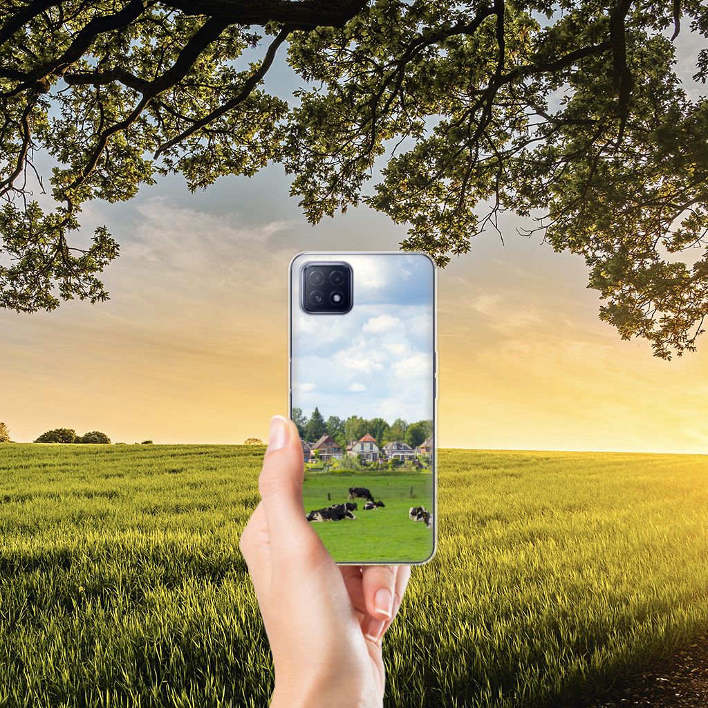 OPPO A53 5G OPPO A73 5G TPU Hoesje Koeien landschap koeien heldere lucht