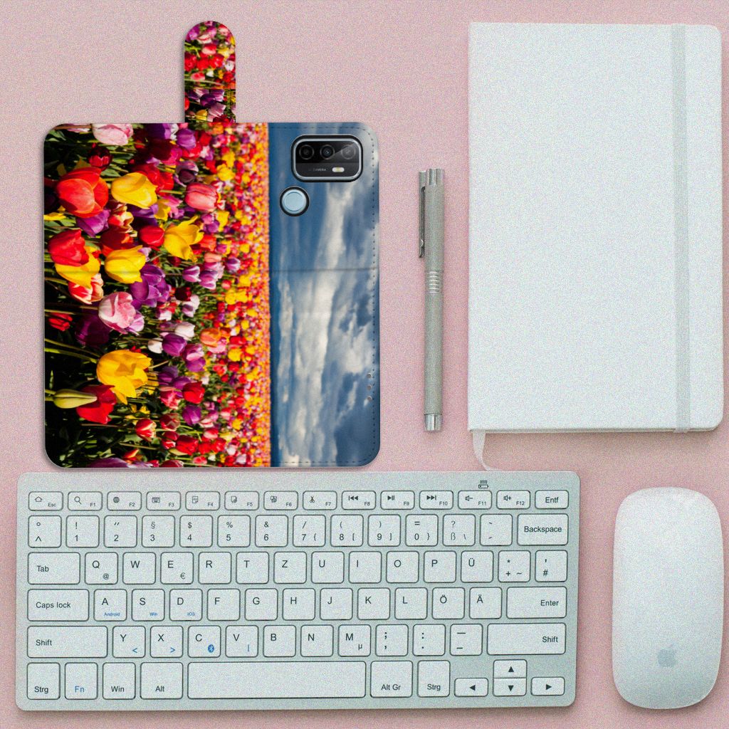 OPPO A53 OPPO A53s Hoesje Tulpen design tulpenveld aanzicht