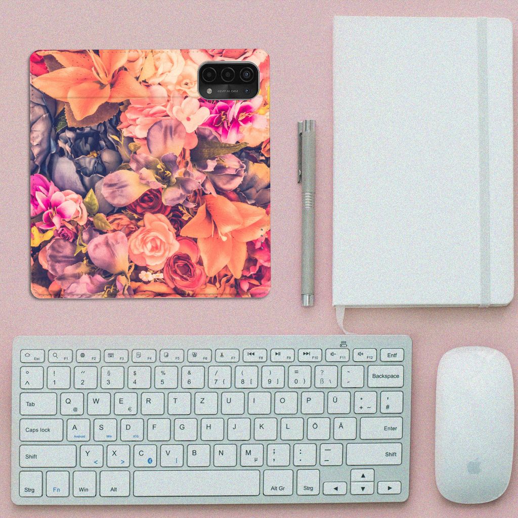 OPPO A54 5G | A74 5G | A93 5G Smart Cover Bosje Bloemen bovenaanzicht bloemen design