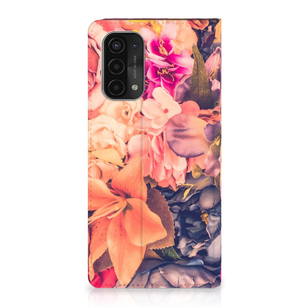 OPPO A54 5G A74 5G A93 5G Smart Cover Bosje Bloemen bloemen design zijaanzicht