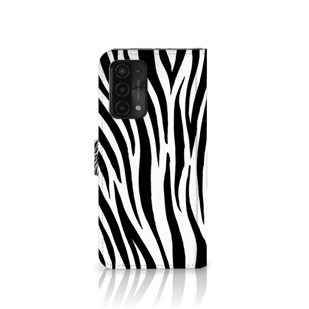 OPPO A54 5G A74 5G A93 5G Telefoonhoesje met Pasjes Zebra zebraprint aanzicht