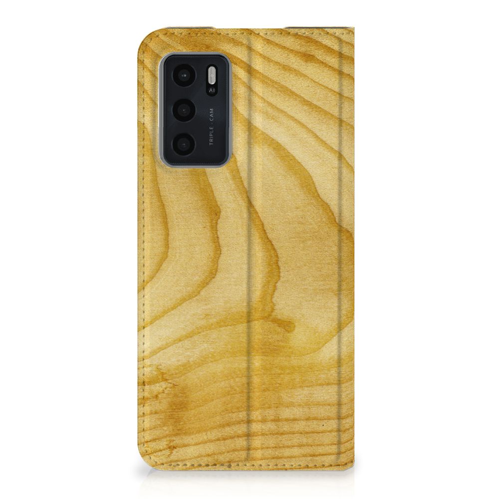 OPPO A54s | A16 | A16s Book Wallet Case Licht Hout - B2C Telecom