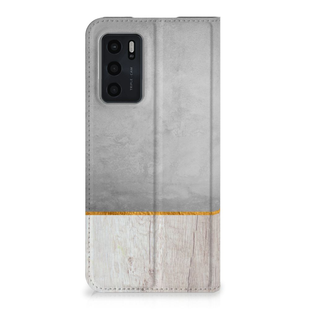 OPPO A54s | A16 | A16s Book Wallet Case Wood Concrete - B2C Telecom