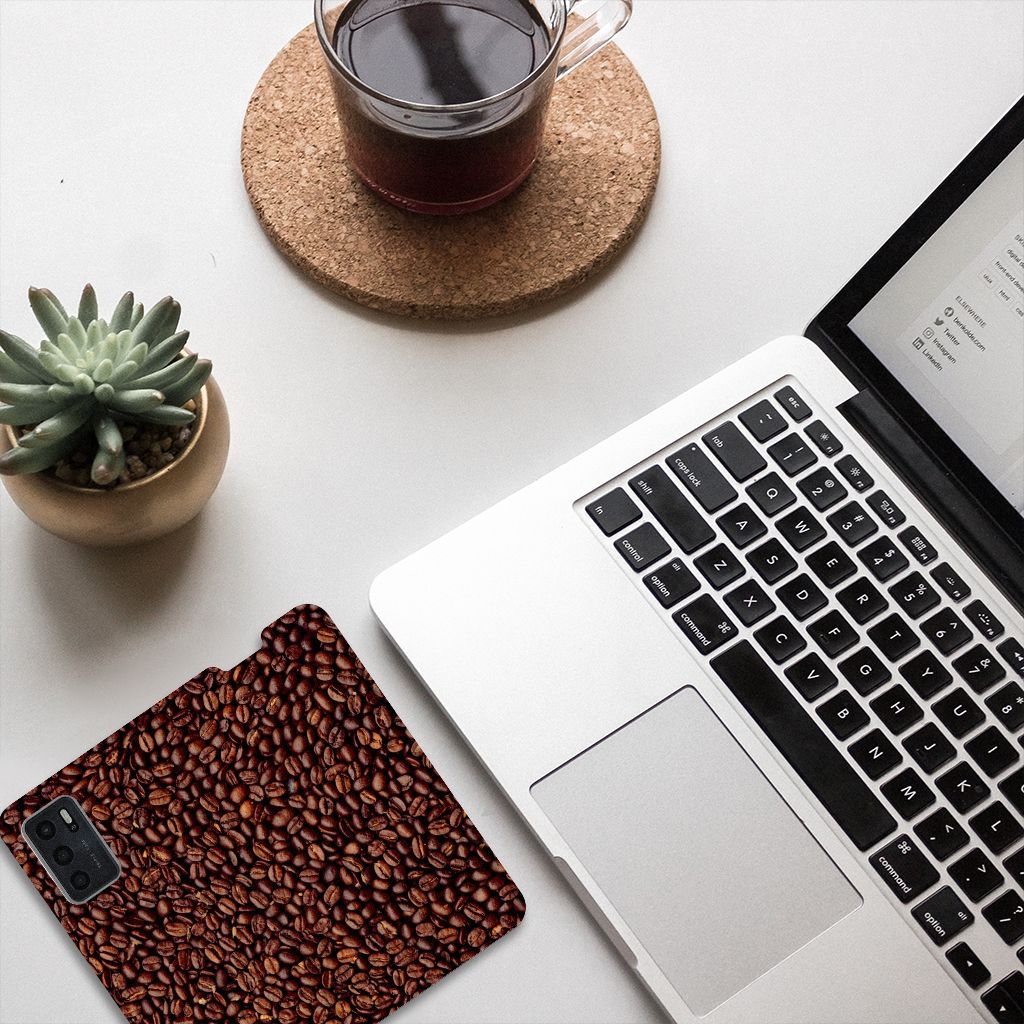 OPPO A54s | A16 | A16s Flip Style Cover Koffiebonen - B2C Telecom