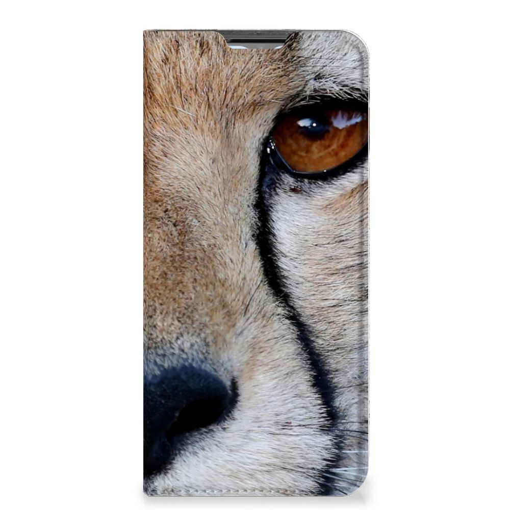 OPPO A54s | A16 | A16s Hoesje maken Cheetah met close-up afbeelding van een jachtluipaard gezicht.