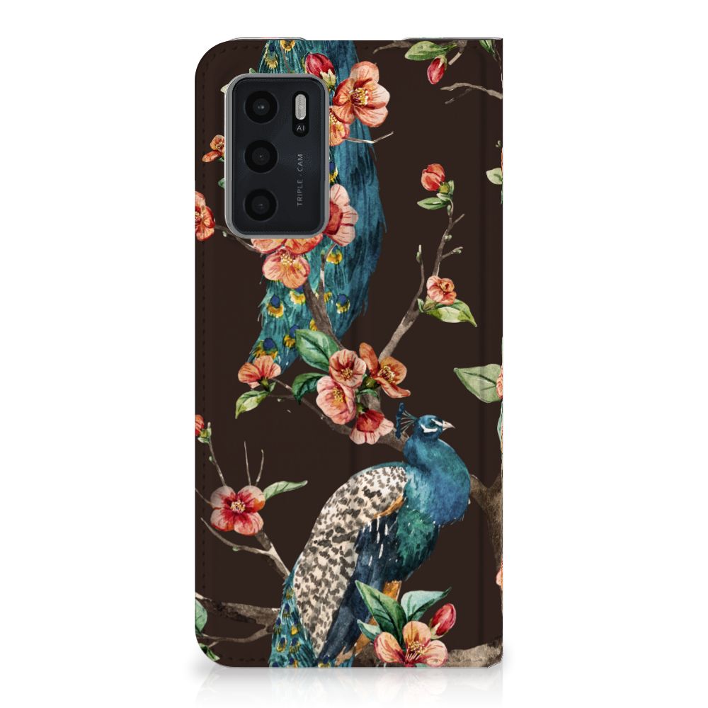 OPPO A54s | A16 | A16s Hoesje maken Pauw met Bloemen - B2C Telecom