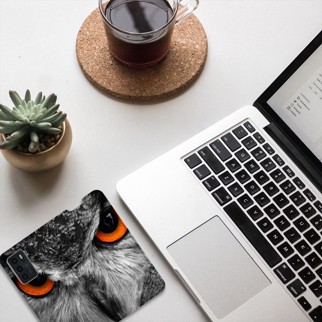 OPPO A54s A16 A16s Hoesje maken Uil uil design bovenaanzicht