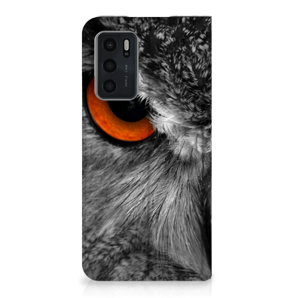 OPPO A54s | A16 | A16s Hoesje maken Uil uil detail zijaanzicht