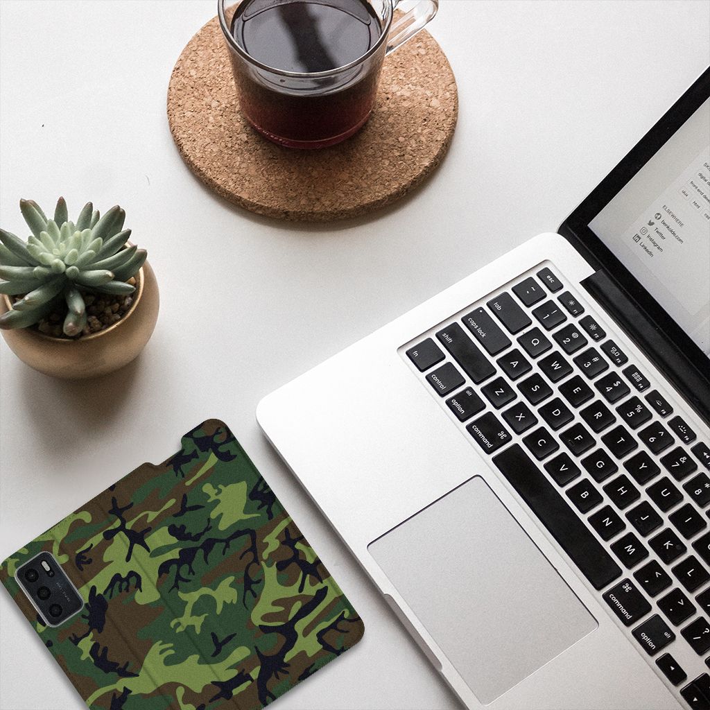 OPPO A54s | A16 | A16s Hoesje met Magneet Army Dark - B2C Telecom