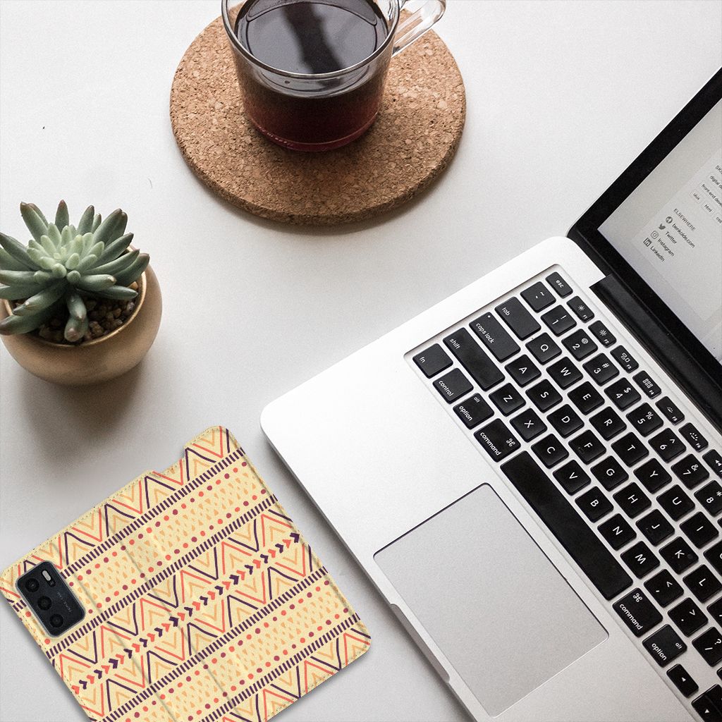 OPPO A54s | A16 | A16s Hoesje met Magneet Aztec Yellow - B2C Telecom
