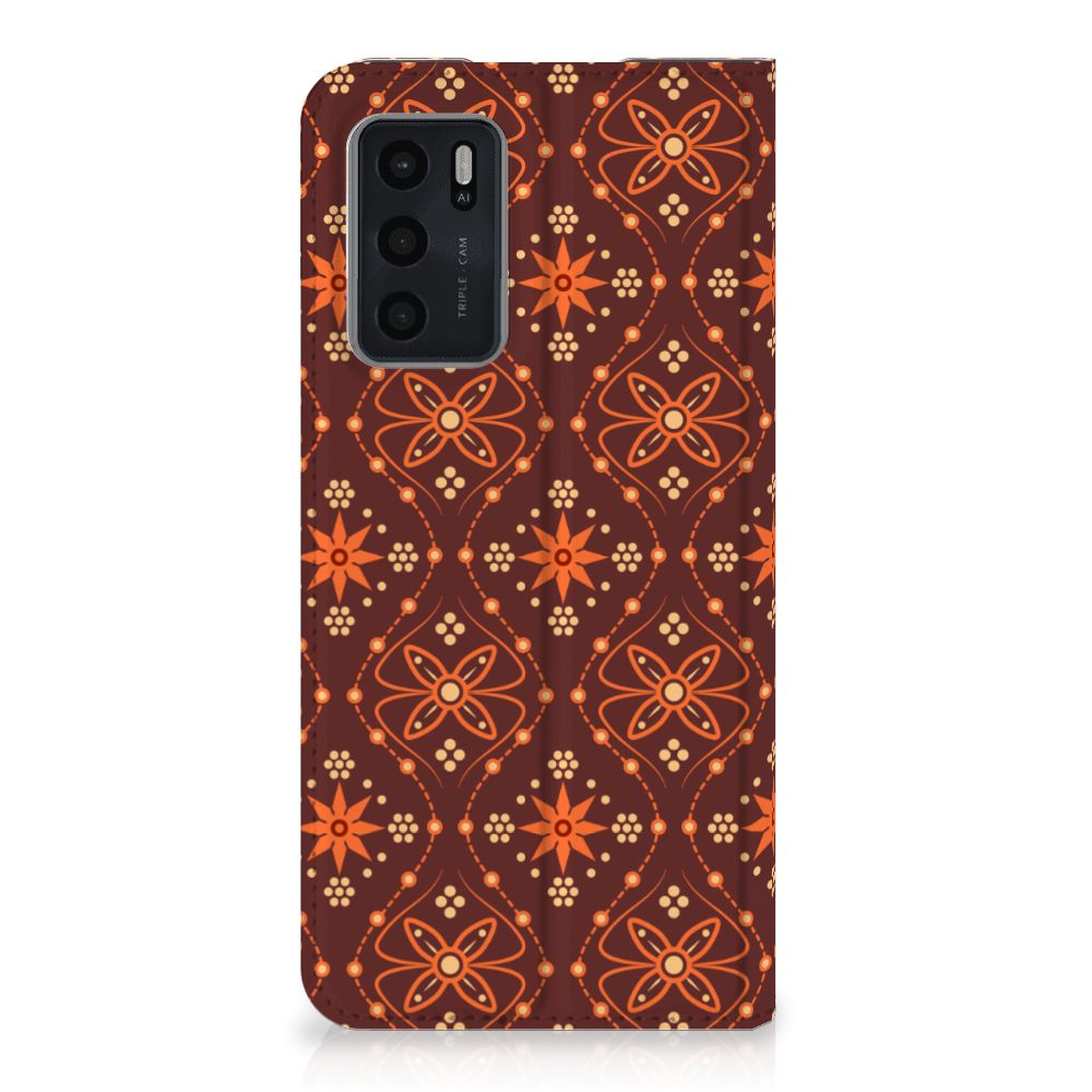 OPPO A54s | A16 | A16s Hoesje met Magneet Batik Brown - B2C Telecom