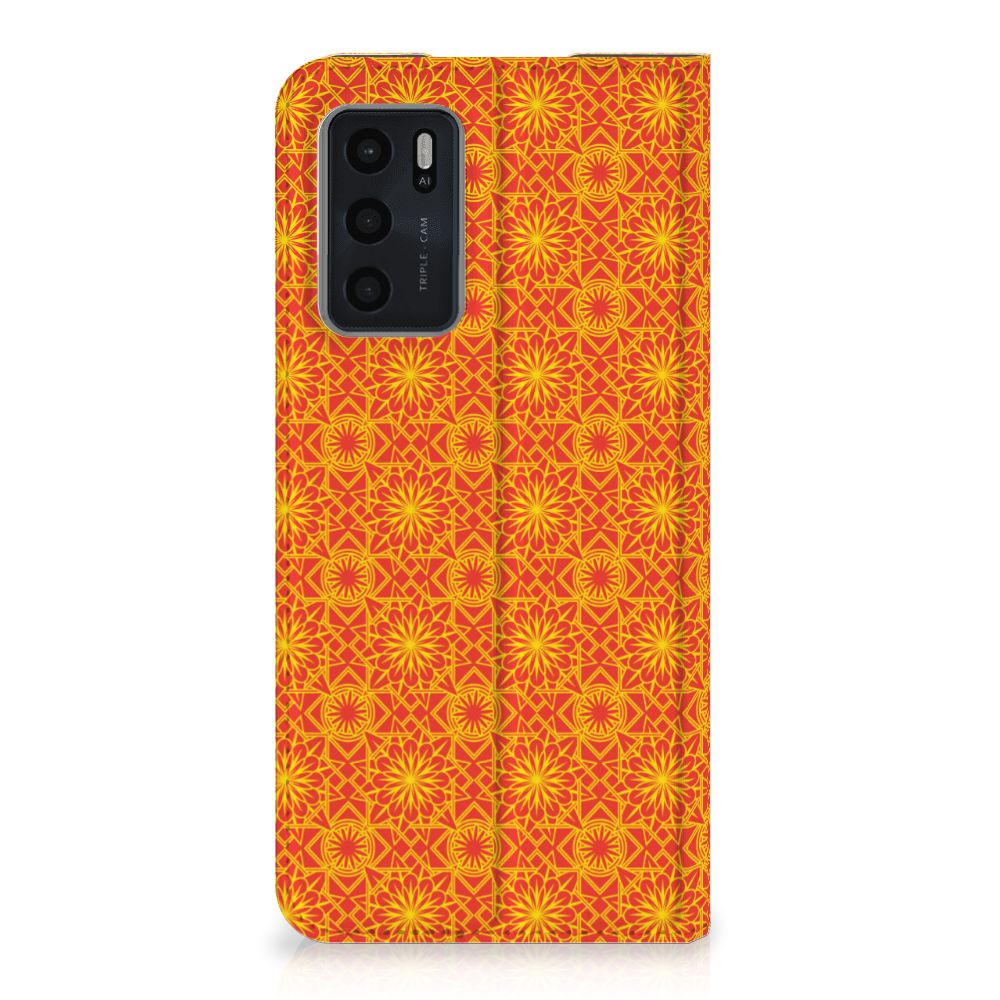 OPPO A54s | A16 | A16s Hoesje met Magneet Batik Oranje - B2C Telecom