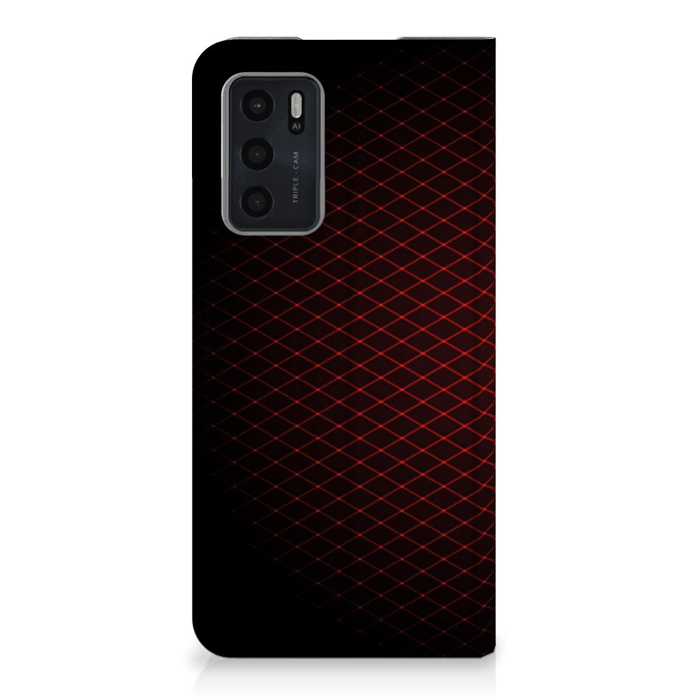 OPPO A54s | A16 | A16s Hoesje met Magneet Geruit Rood - B2C Telecom