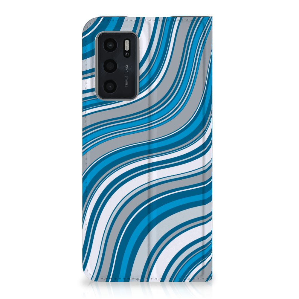 OPPO A54s | A16 | A16s Hoesje met Magneet Waves Blue - B2C Telecom