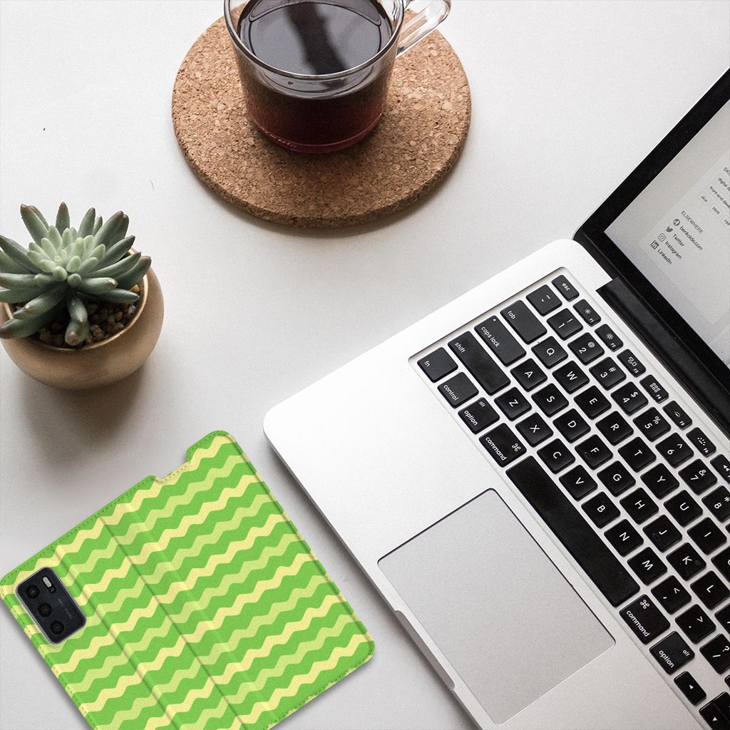 OPPO A54s | A16 | A16s Hoesje met Magneet Waves Green - B2C Telecom