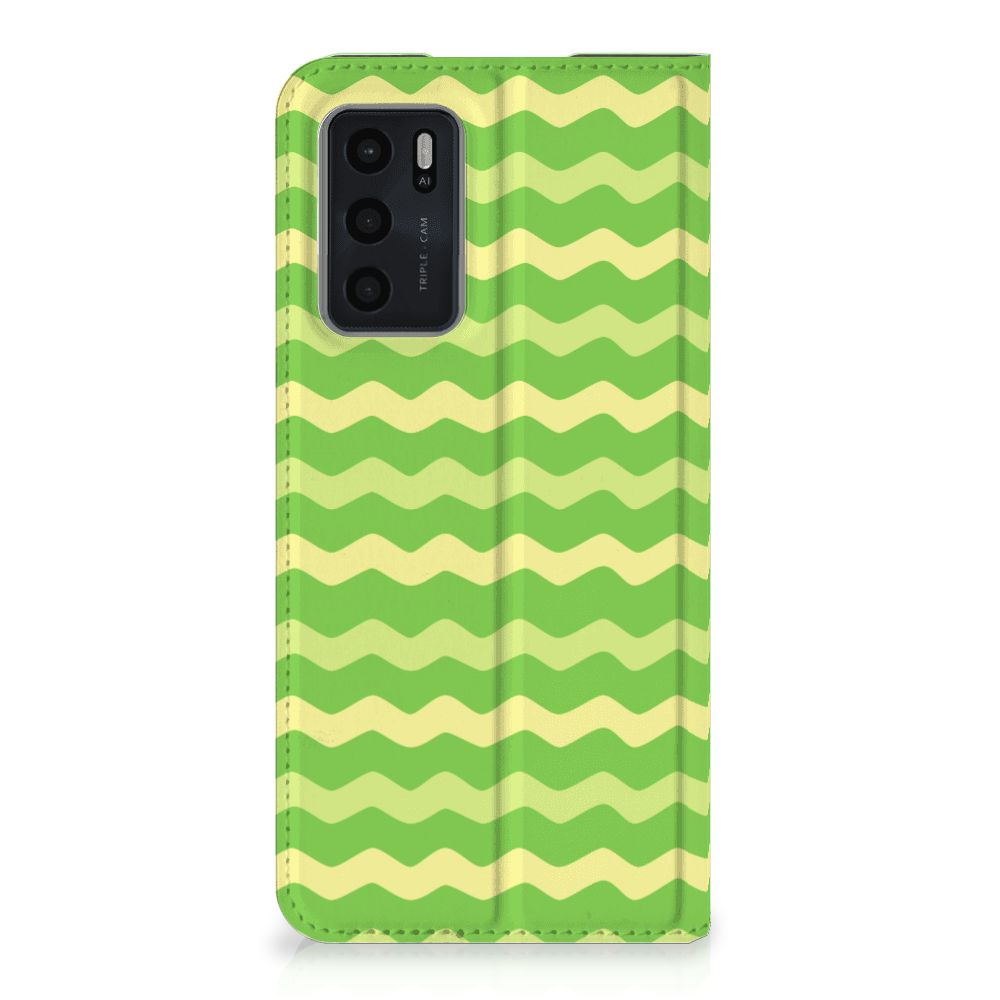 OPPO A54s | A16 | A16s Hoesje met Magneet Waves Green - B2C Telecom