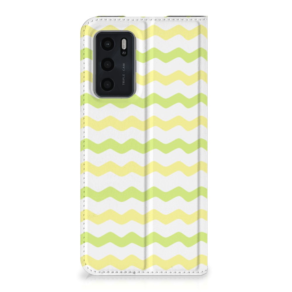 OPPO A54s | A16 | A16s Hoesje met Magneet Waves Yellow - B2C Telecom