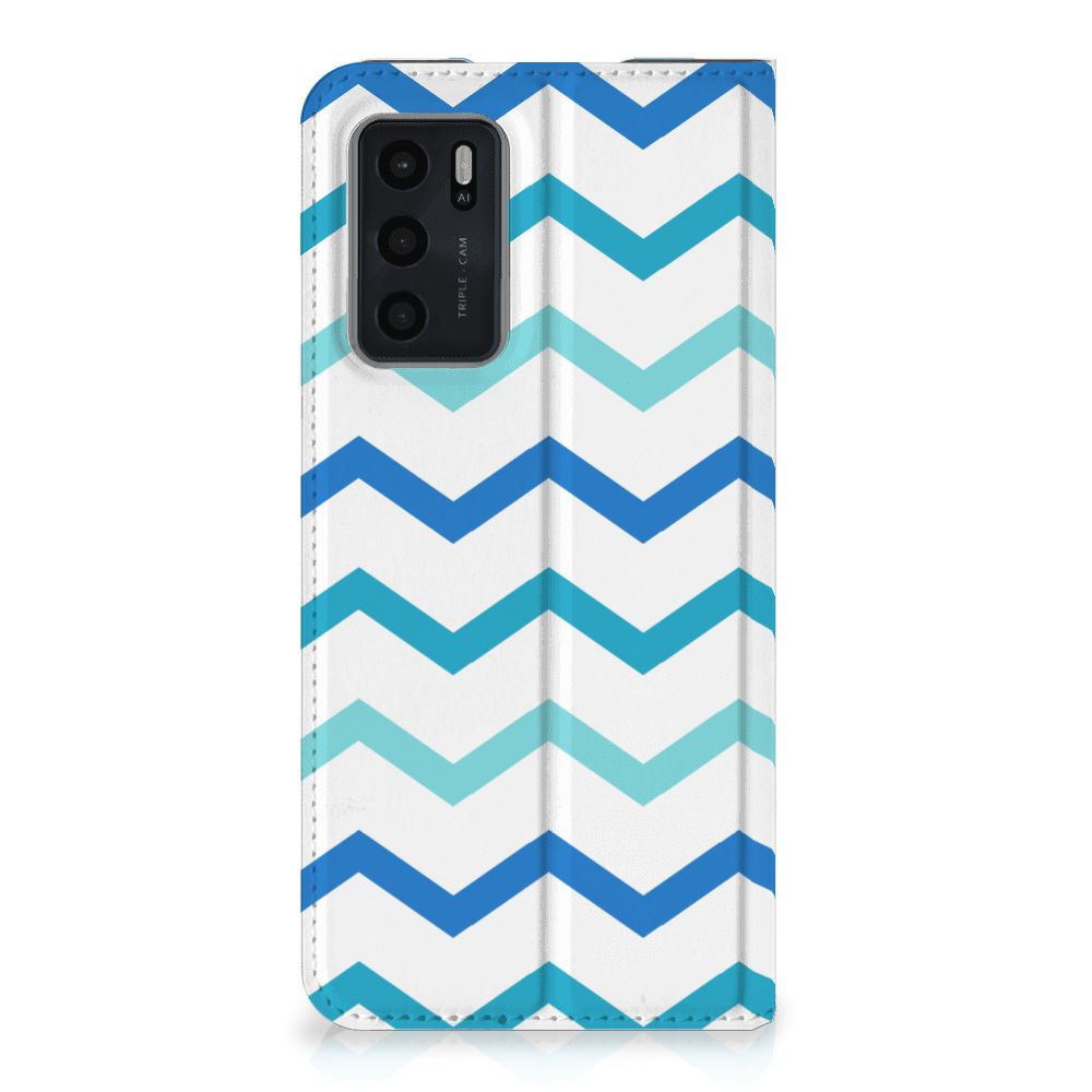 OPPO A54s | A16 | A16s Hoesje met Magneet Zigzag Blauw - B2C Telecom