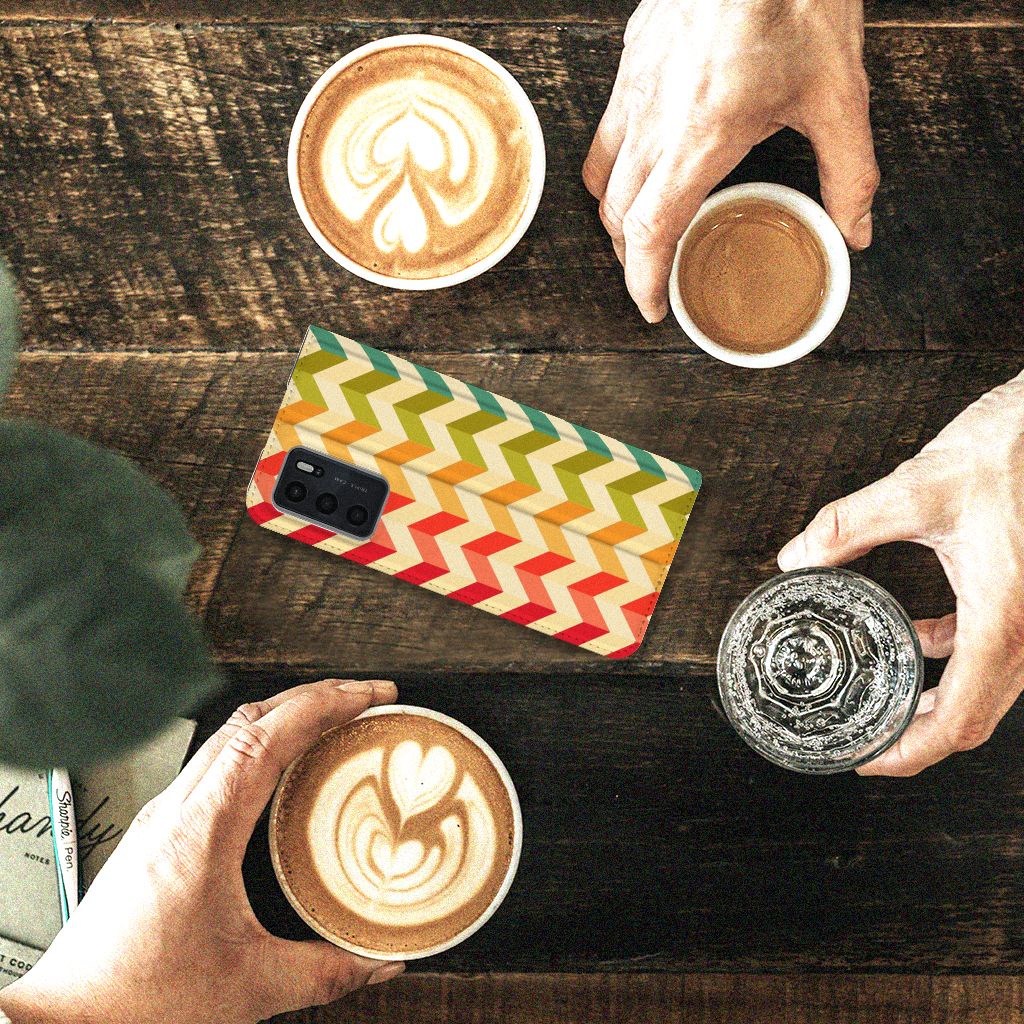 OPPO A54s | A16 | A16s Hoesje met Magneet Zigzag Multi Color - B2C Telecom