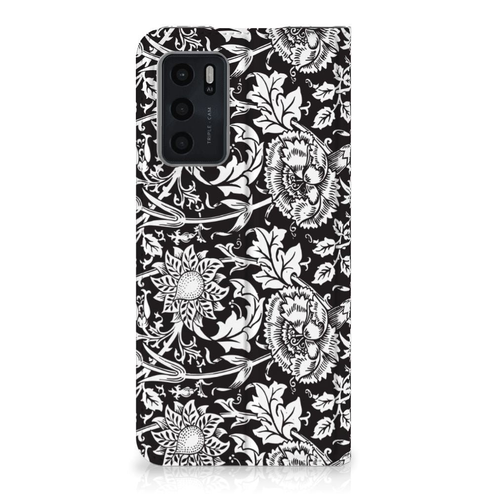 OPPO A54s | A16 | A16s Smart Cover Black Flowers - B2C Telecom