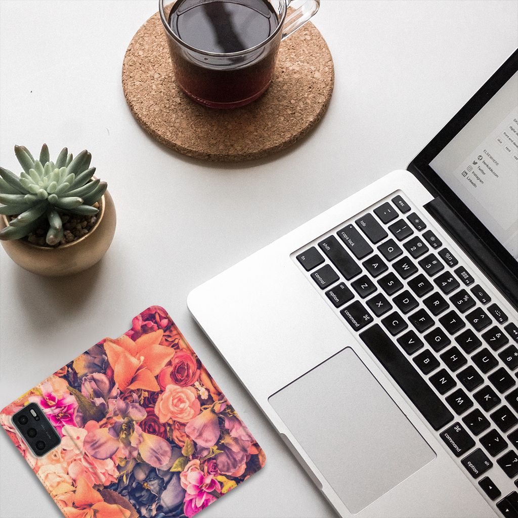 OPPO A54s | A16 | A16s Smart Cover Bosje Bloemen - B2C Telecom